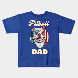 Pitbull Dad - USA Flag Kids T-Shirt